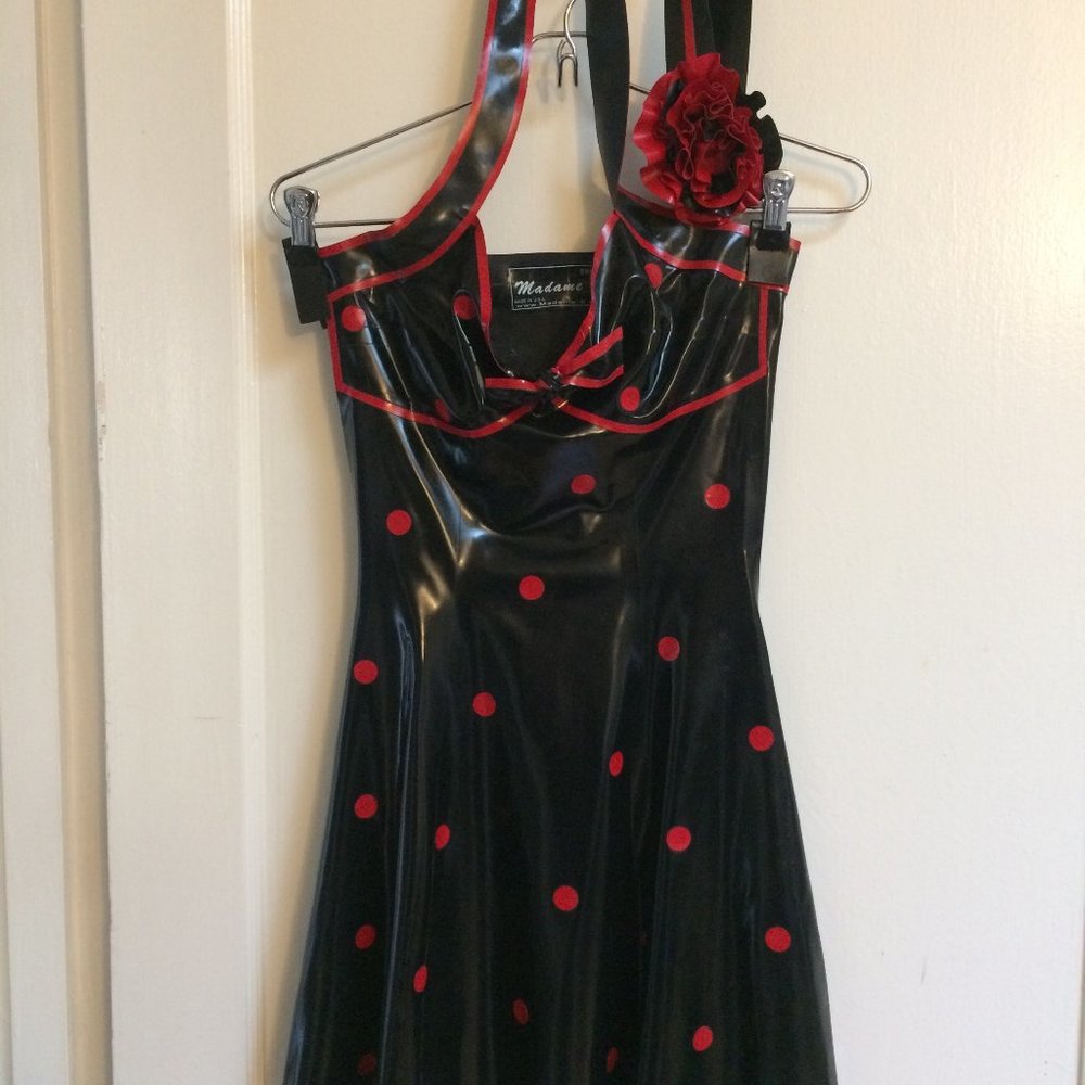 Rare Madame S Latex  Cocktail Dress